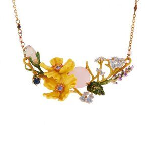 Les Nereides Yellow Flower And Faceted Glass On Flowered Branch Necklace